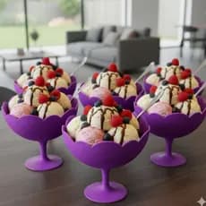 Kit de 6 Taças De Plástico para Sobremesa Doces Saladas De Frutas Pudim Açaí Sorvete