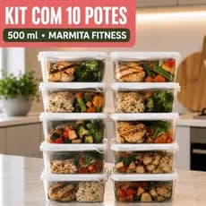 KIT 10 Potes Retangular Transparente 1 L Organização Cozinha Armazenamento Alimento