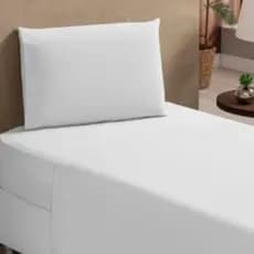 Lençol solteiro 2 peças Lençol com elástico e fronha Jogo de lençol branco   400 fios micropercal
