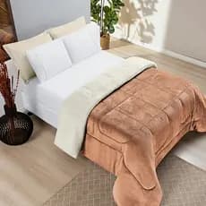 Coberdrom Everest Casal King Vinho Microfibra- Sherpa-lã