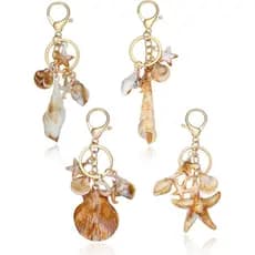 Chaveiros com Tema Oceano para Mulheres - Pingentes de Resina com Conchas e Estrelas-do-mar, Estilo Boho, para Bolsas