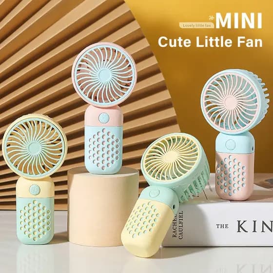 Ventilador Mini USB Fofo Portátil Recarregável para Estudantes e Dormitórios