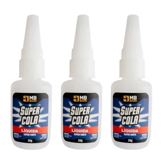 Kit 3 Super Cola Adesiva Instântanea Secagem Rápida Resistente 20g
