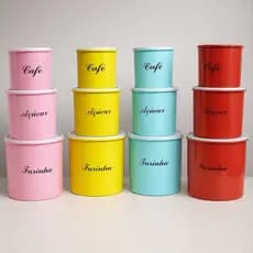 Kit trio porta mantimentos farinha açúcar e café.
