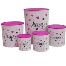Kit Conjunto de Potes Mantimentos 5 Peças adesivado Love.