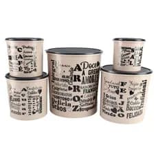 Conjunto de Potes de Matimentos 5 Peças Design Escrita.