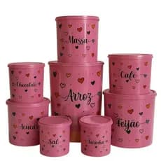 Conjunto de Potes Mantimentos 8 Peças Love.