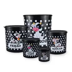 Conjunto de Potes Mantimentos 5 Peças Animal Print