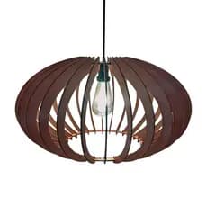 Elegante Lustre em Madeira MDF Decoração Rústica Casa Cozinha Sala de Jantar