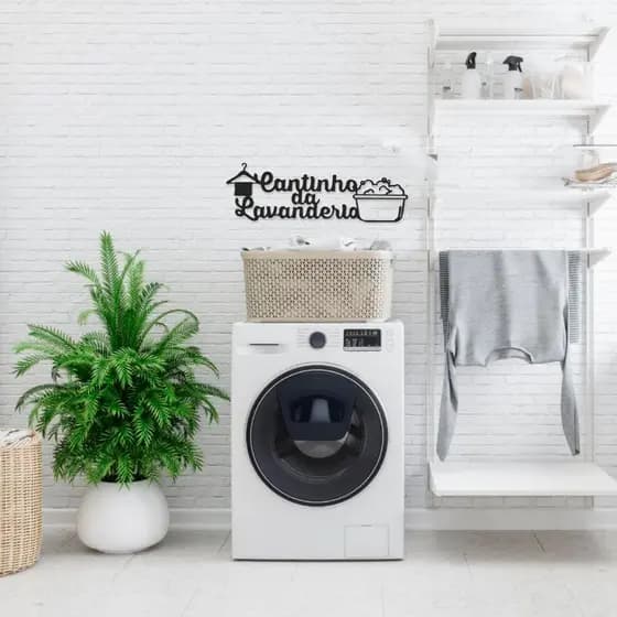 Aplique de parede Cantinho Da Lavanderia Linda Placa Decorativa Em Madeira Mdf