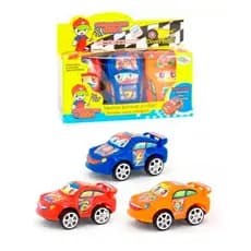 Kit 3 Carrinhos Infantil De Corrida À Fricção 7cm