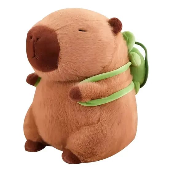Pelúcia Capivara filó fofa com Mochila Tartaruga 25cm