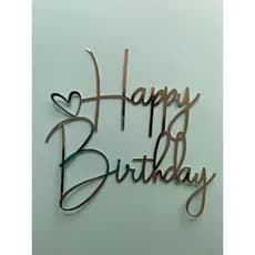 ENVIO IMEDIATO - Topo de bolo happy birthday dourado ou prata para frente de bolo Feito no pape lamicote
