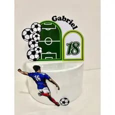 ENVIO RÁPIDO - Topo topper de bolo futebol personalizado