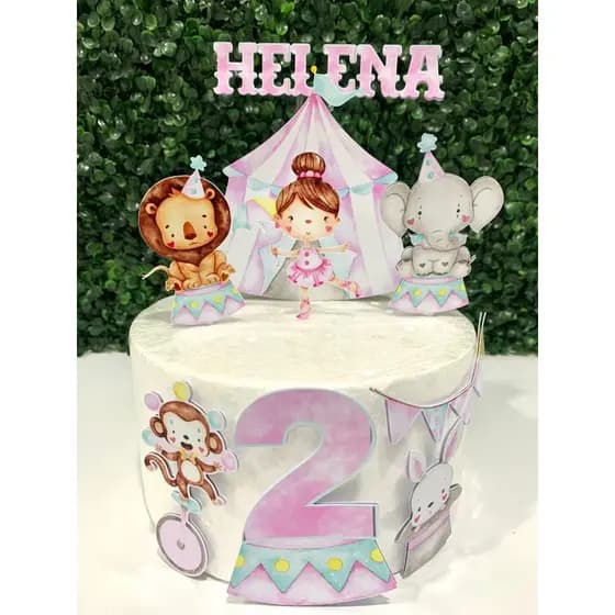 ENVIO IMEDIATO - Topper topo de bolo circo rosa | festa | aniversário