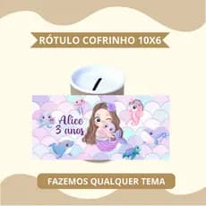 ENVIO RÁPIDO - Adesivo sereia personalizado rótulo cofrinho 10x6 | lembrancinha | festa | aniversário