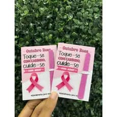 ENVIO IMEDIATO - Kit 50/100 lixas+card outubro rosa | lembrancinha | mimos