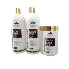 Kit de tratamento Shampoo Condicionador e Mascara de Mandioca 1 kg Nobelly