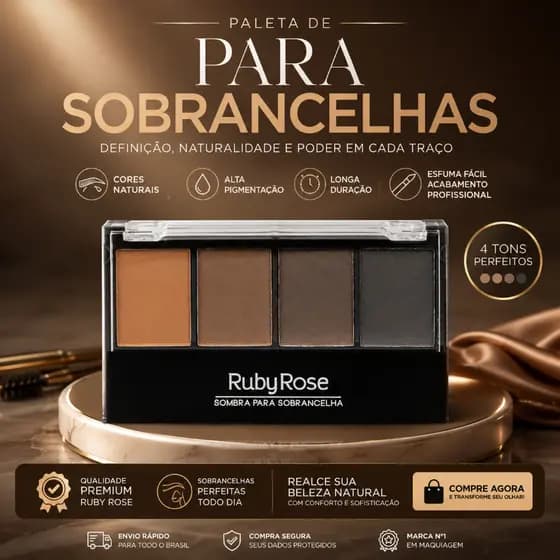 Paleta de Sombra Para Sobrancelha Ruby Rose HB-F572