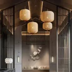 Lustres De Papel Estilo Wabi-Sabi Japoneses , Luminária Pendente De Lanterna Noguchi Estética Retrô , Quarto , Sala De J