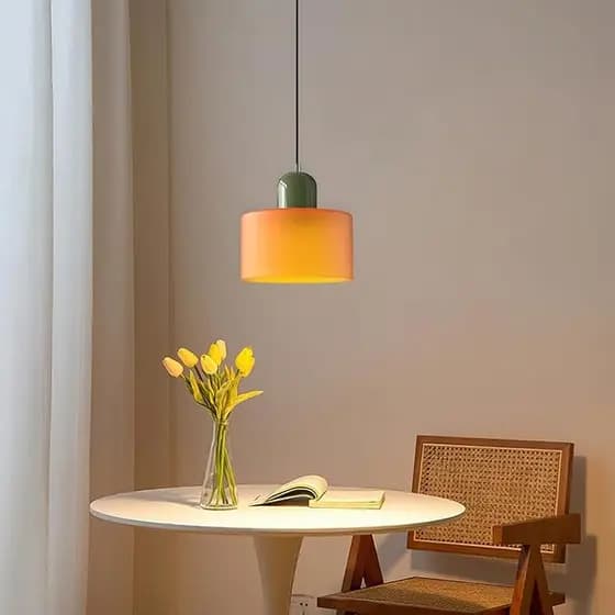 Lustre De Vidro Laranja Retrô , Lâmpada Pendente De Linha Longa De Cabeceira Led , Mesa De Jantar , Bar , Café , Luz Dec