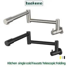 BAOKEMO Torneira De Cozinha De Parede Dobrável Em Aço Inoxidável De 1/2 Polegada De Frio Simples