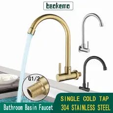Torneira De Cozinha BAOKEMO bkm1088 Giratória De Aço Inoxidável Montada Na Parede