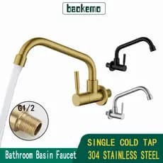 Torneira De Cozinha BAOKEMO bkm1043 Aço Inoxidável Montada Na Parede Simples Frio