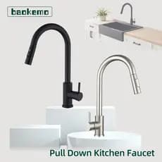 Torneira para Banco Gourmet Extensível 360° - Misturador Aço Inoxidável, Prata Escovado/Preto