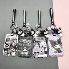 Porta-Cartões Kuromi Com Pingente De Desenho Animado Boneca Anime Para Campus , Passes De Trabalho E De Ônibus Capa Protetora Cartão Rígido
