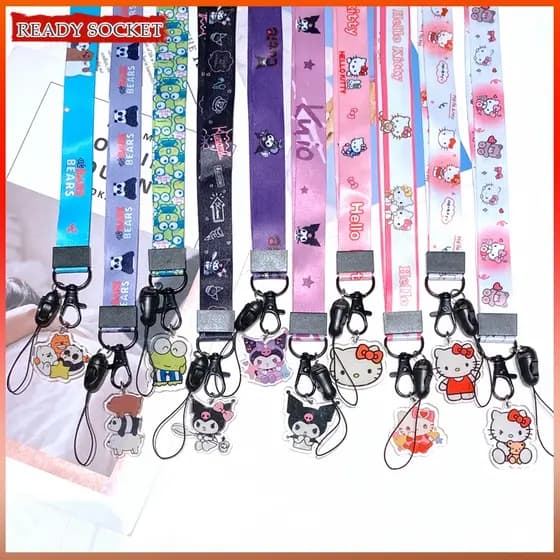 Pingente Longo De Desenho Animado Com Alça De Anime Kulomi Para Porta-Cartões , Celular , Chaveiro , Estilingue Câmera
