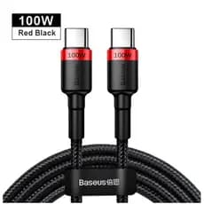 Cabo 2 Pontas Tipo C Quick Charge 4.0 100w 3a Reforçado Baseus 1 Metro