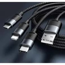 Cabo Baseus 3 em 1 Rápido Tipo-C Micro USB V8 Lightning QC 3.0 4.0 Turbo 3.5A Para Android e iOS 1.2M