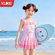 YUKE Bonito Maiô De Uma Peça Meninas Unicórnio Impressão Roupa De Banho Para Crianças Princesa Saia Terno De Natação