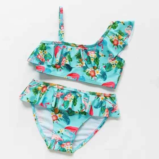 Adorável Conjunto De Maiô De Verão Para Meninas Crianças Cami Top E Babados Guarnição Mid Stretch Shorts Biquíni Tankini
