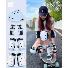 KUFUN 7 Peças De Equipamento De Proteção Para Patinação , Joelheiras , Cotoveleiras , Conjunto Completo De Capacete , Sk