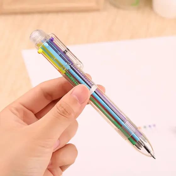 1Pcs 6 Em 1 Cores Recarga Esferográfica