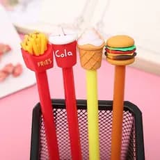 4 Pcs Gel Pen Cute Creative French Fries Cola Burger Ice Cream Neutral Pens Student  Black Ink Writing Tools Office Supplies Stationery