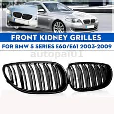 Um Par De Grades Dianteiras Do Carro Preto Brilhante Para BMW Série 5 M5 E60/E61 2003-2010