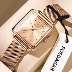 POEDAGAR p793 Square Fashion Ladies Watch Relógios De Quartzo Femininos Elegantes De Aço Inoxidável À Prova D'água