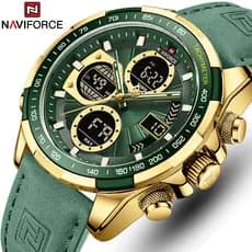 NAVIFORCE NF9197 Relógios Para Homens De Couro Esportivo Militar À Prova D'água Relógio Cronógrafo De Quartzo