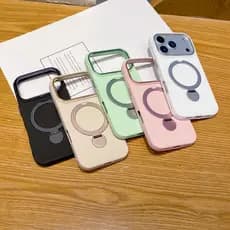Capa De Silicone Líquido Com Suporte De Metal Magnético Para iPhone 16 17 Pro Max Air 16 Plus 16e 17e Forro De Microfibr
