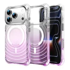 Gradiente Cor Ondulação Pele Caso De Telefone Para iPhone 17 14 15 16 Plus 12 13 Pro Max Airbag Anti-Choque Carregamento