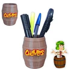 Porta Objetos De Mesa Para Lápis Caneta Formato Barril Chaves