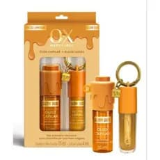 Kit Ox Mari Maria Glow Duo Chocolate ou Caramelo  Com Chaveiro: Óleo Capilar e Gloss Labial