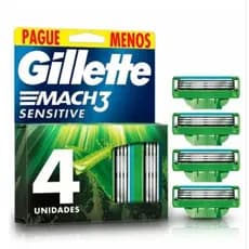 Carga Para Aparelho De Barbear Gillette Mach3 Sensitive Com 4 Unidades