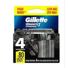 Carga Gillette Mach3 Carbono com Carvão Ativado 4 Unidades
