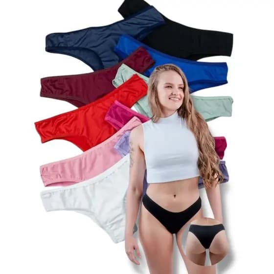 Kit Calcinhas Tanga Conforto Básica Lisa Estampadas Forro 100% Algodão Dia a Dia Confortável Feminina