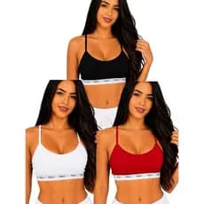 Kit 5 Tops Femininos Sem Bojo Academia Com Elástico Exposto Confortável