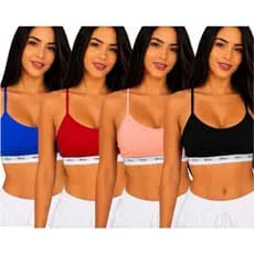 Kit 3 Tops Femininos Sem Bojo Academia Fitness Elástico Exposto Confortável Básico